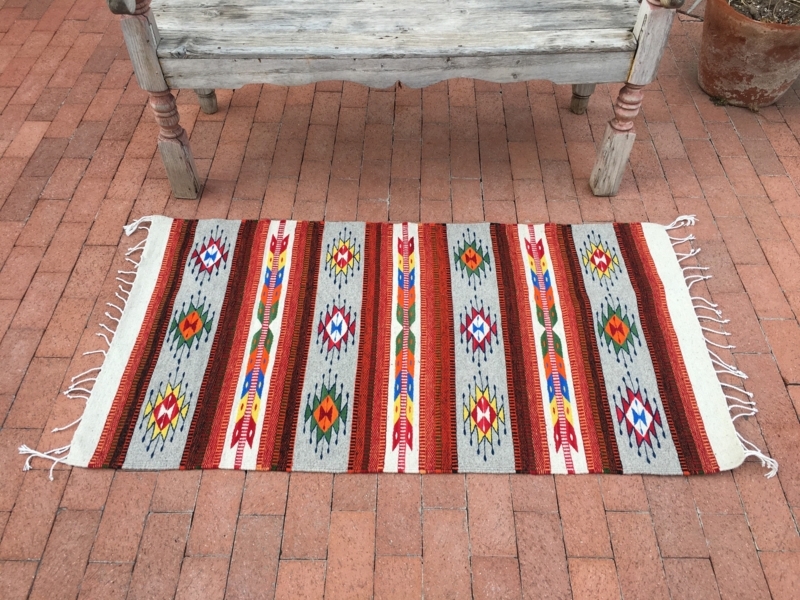 Colorful Southwestern Mexican Woven Rug Runner