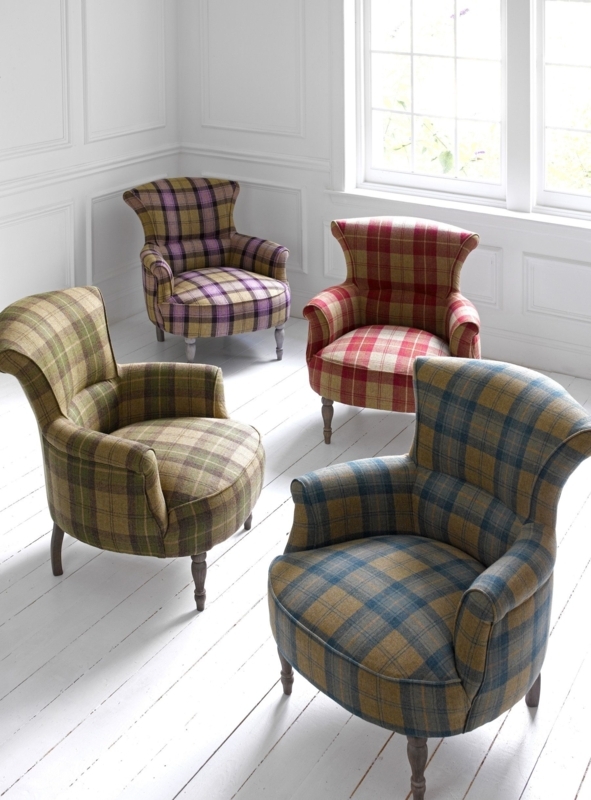 Colorful Tartan Armchairs in Bright Room