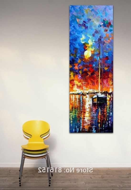 Colorful Vertical Abstract Boat Painting Artwork