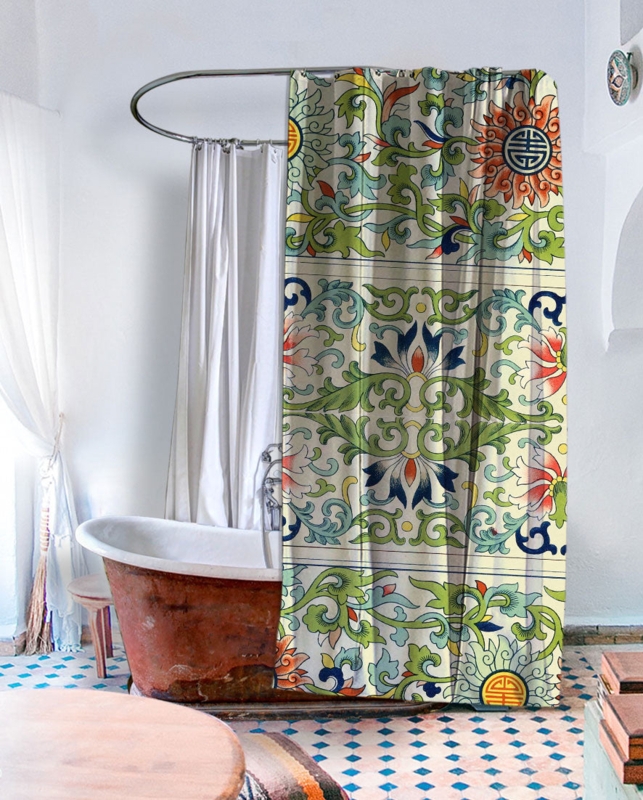 Colorful Vintage Floral Shower Curtain Inspiration