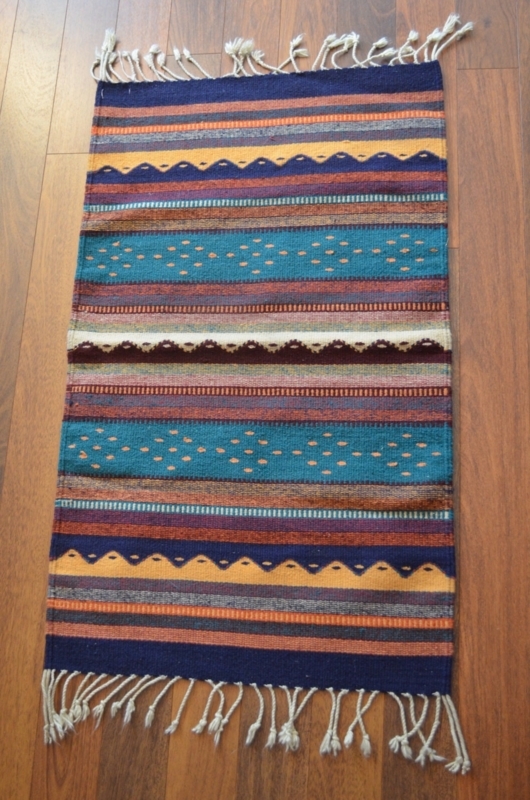 Colorful Vintage Mexican Handwoven Wool Rug