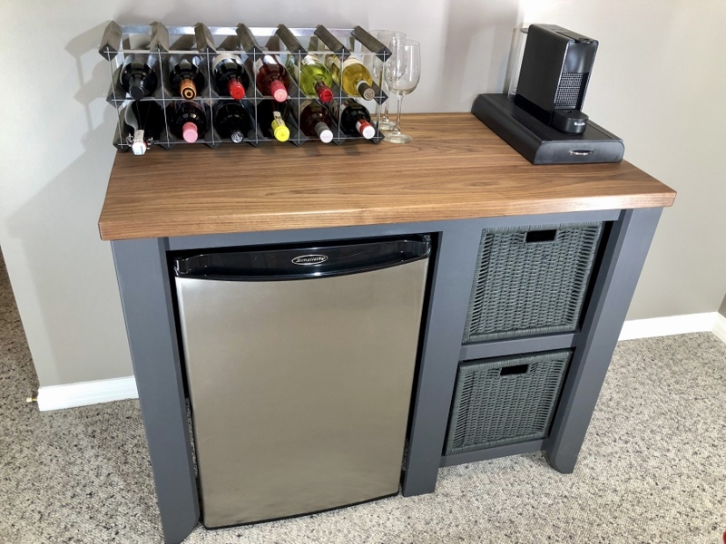 Compact Bar Cabinet with Mini Fridge and Wine Storage