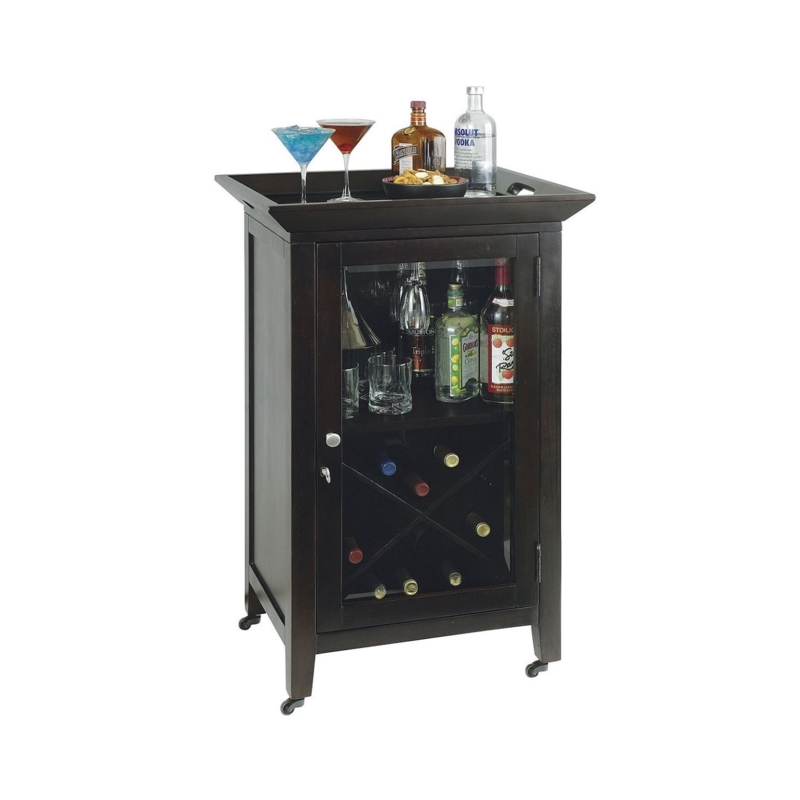 Compact Chestnut Wine and Bar Storage Cabinet
