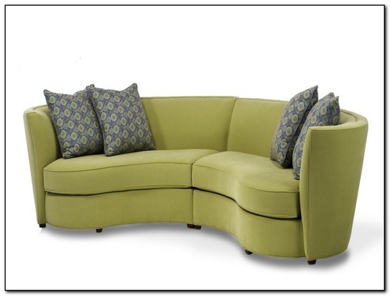 Compact Curved Sectional Sofa with Patterned Pillows