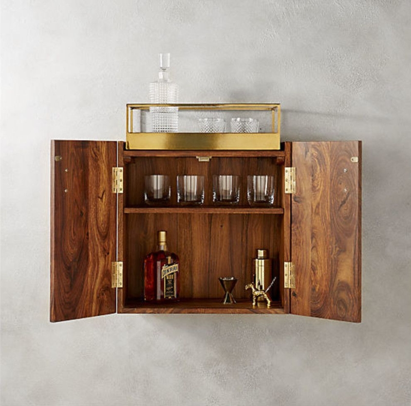 Compact Wooden Wall Bar Cabinet for Small Spaces