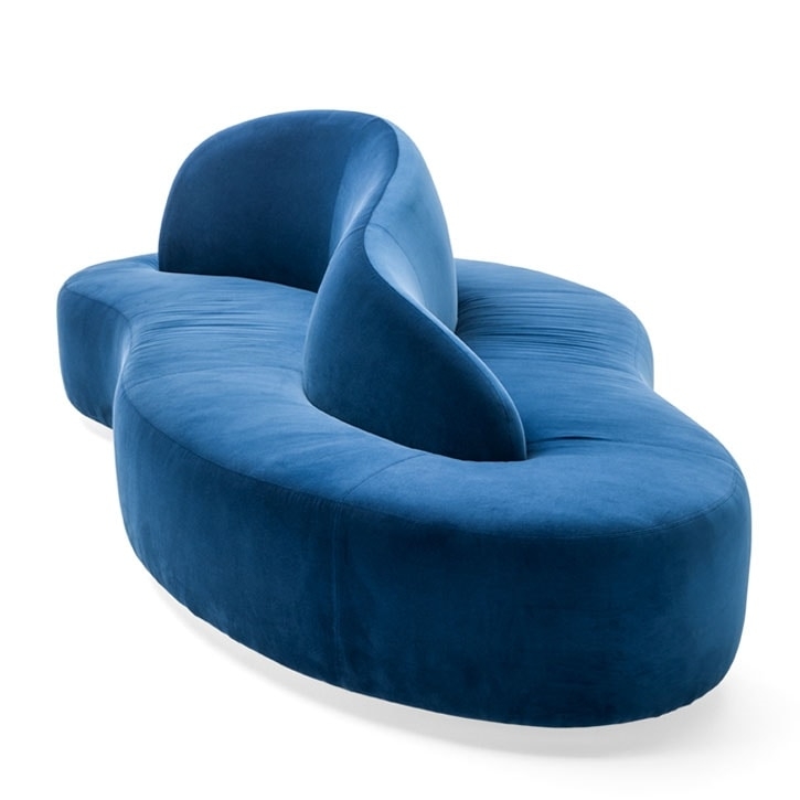 Contemporary Blue Velvet Double-Sided Sofa