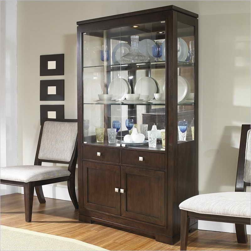 Contemporary Dark Wood China Cabinet Design