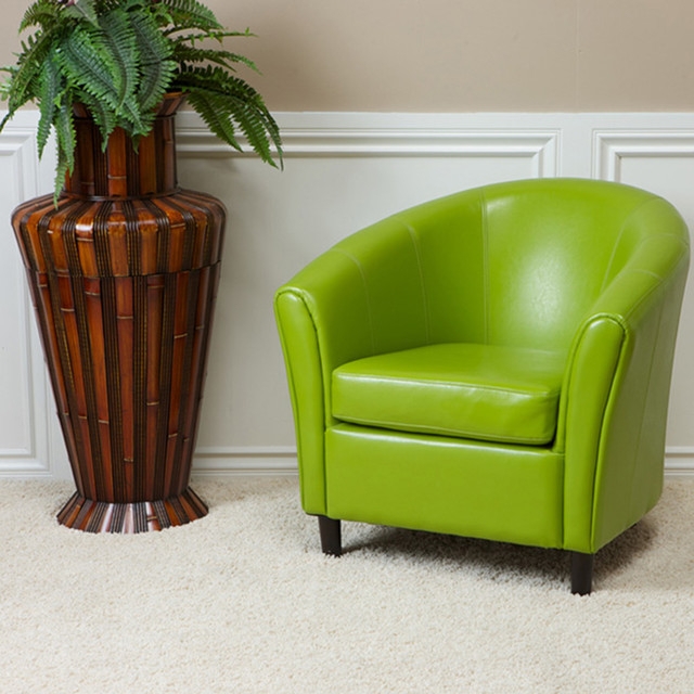 Contemporary Lime Green Leather Club Chair