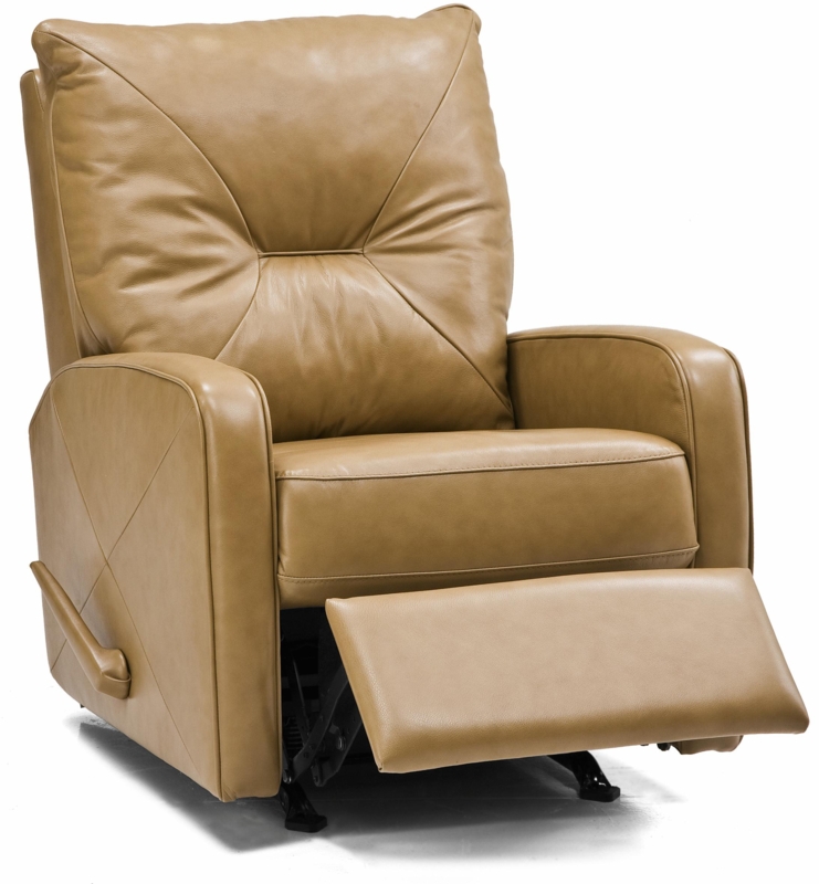 Contemporary Tan Leather Rocking Recliner Chair