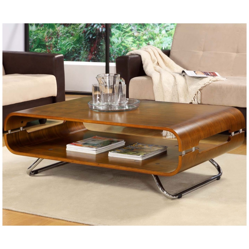 Contemporary Walnut Curved Wood Coffee Table