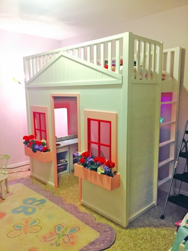 Cottage Style Playhouse Loft Bed for Kids