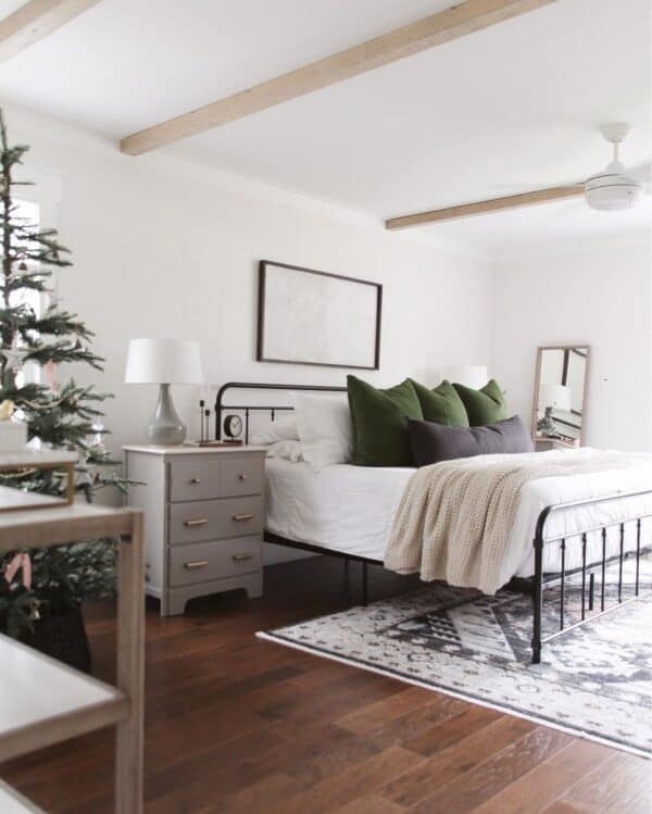 Cozy Bedroom with Black Spindle Bed Frame