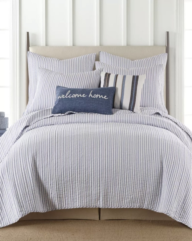 Cozy Blue and White Striped Bedding Set