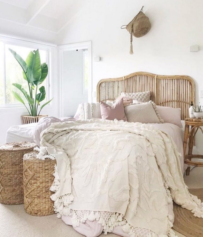 Cozy Bohemian Bedroom with Natural Rattan Elements