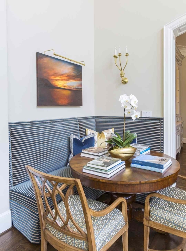 Cozy Built-In Banquette Seating with Round Wooden Table