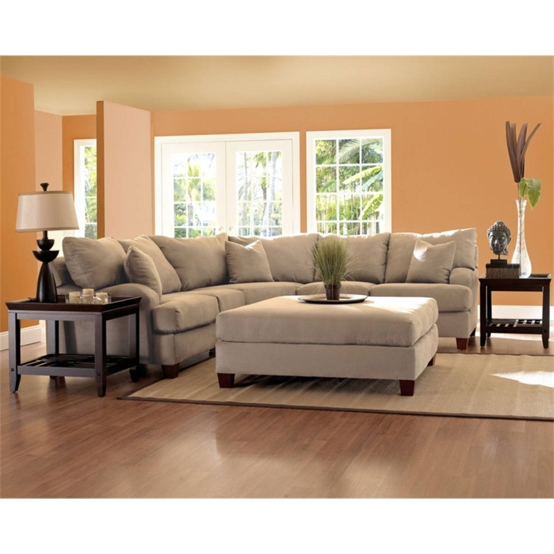 Cozy Camel Colored Sectional Sofa with Ottoman