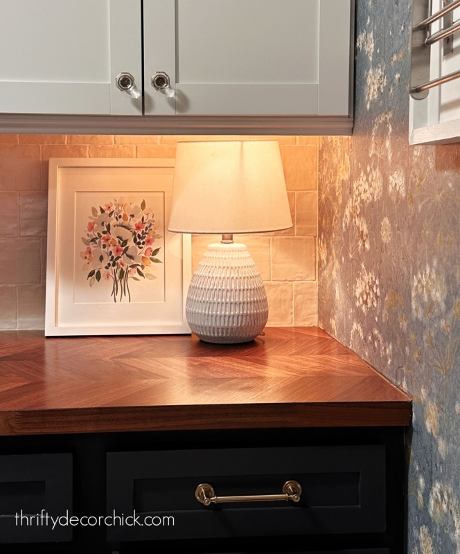 Cozy Ceramic Table Lamp on Wooden Kitchen Counter