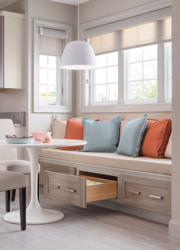 Cozy Corner Banquette Seating with Storage Drawers