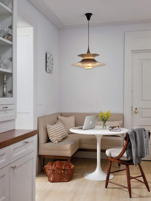 Cozy Corner Seating with Modern Round Table
