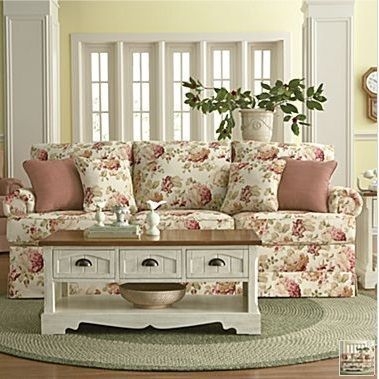 Cozy French Country Floral Couch Living Room