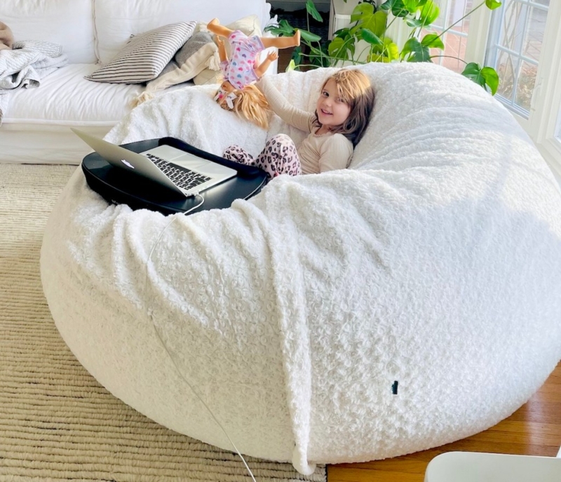 Cozy Large White Bean Bag Chair for Living Room