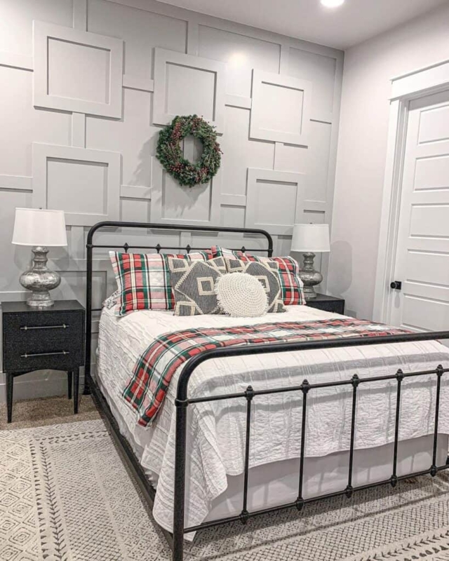 Cozy Modern Bedroom with Black Spindle Bed Frame