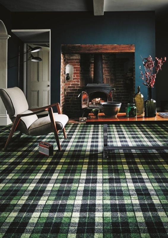 Cozy Plaid Carpet for Basement Living Room