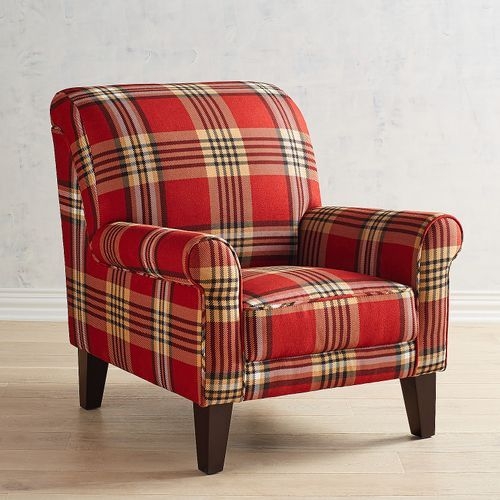 Cozy Red Plaid Armchair with Classic Charm