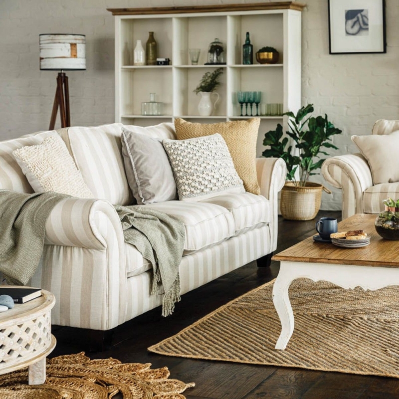 Cozy Striped Marsanne 3-Seater Sofa Living Room