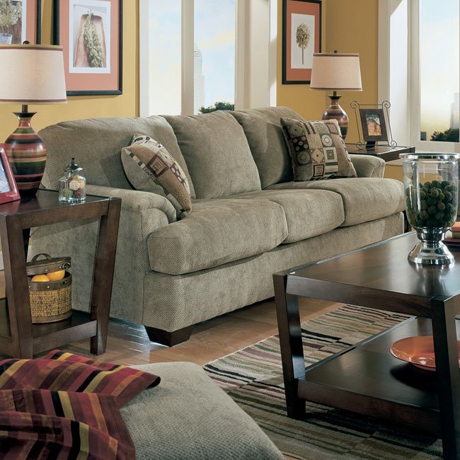 Cozy Taupe Sofa Living Room with Earth Tone Accents