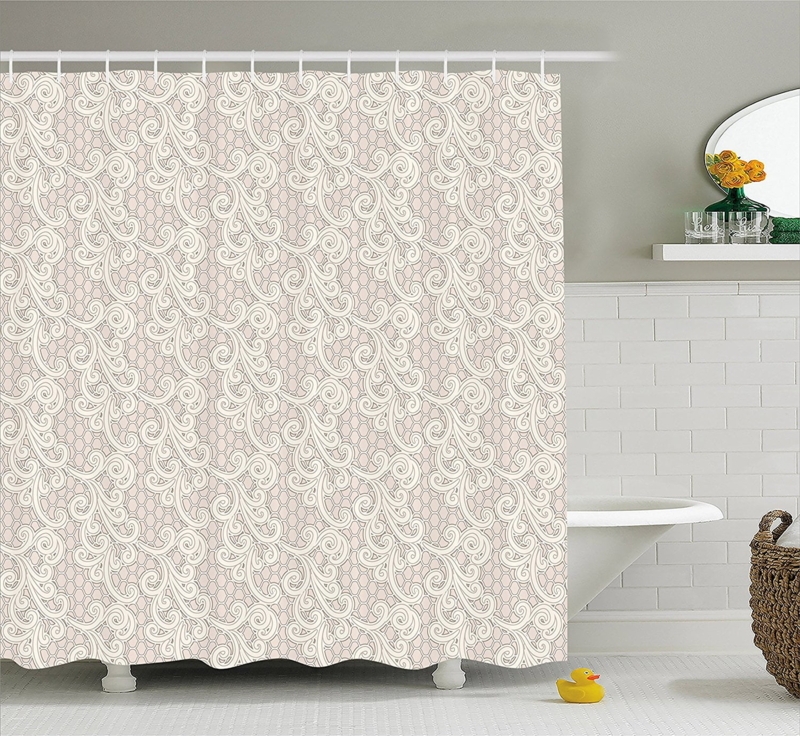 Cream Shower Curtain by , Old Lace Design with Soothing Color Scheme ...
