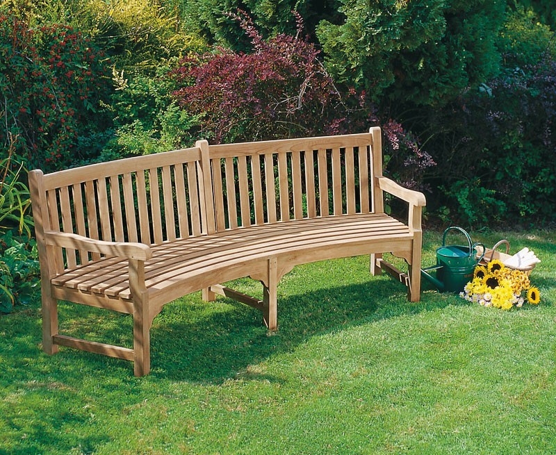 Curved Teak Garden Bench with Classic Design