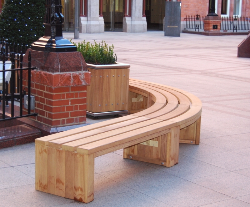 Curved Timber Benches for Urban Street Design
