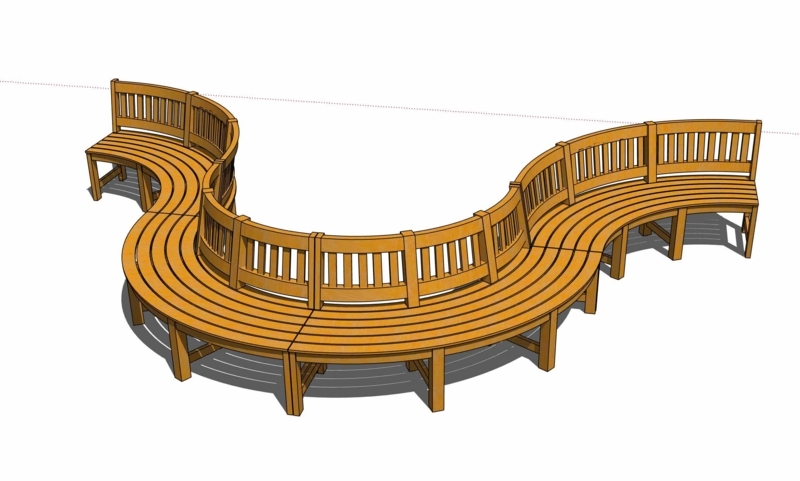 Curved Wooden Garden Benches Handcrafted in Yorkshire