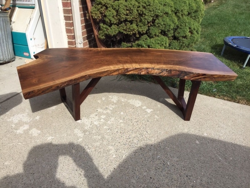 Custom Beautiful Curved Live Edge Walnut Coffee Table Or Bench by GW ...