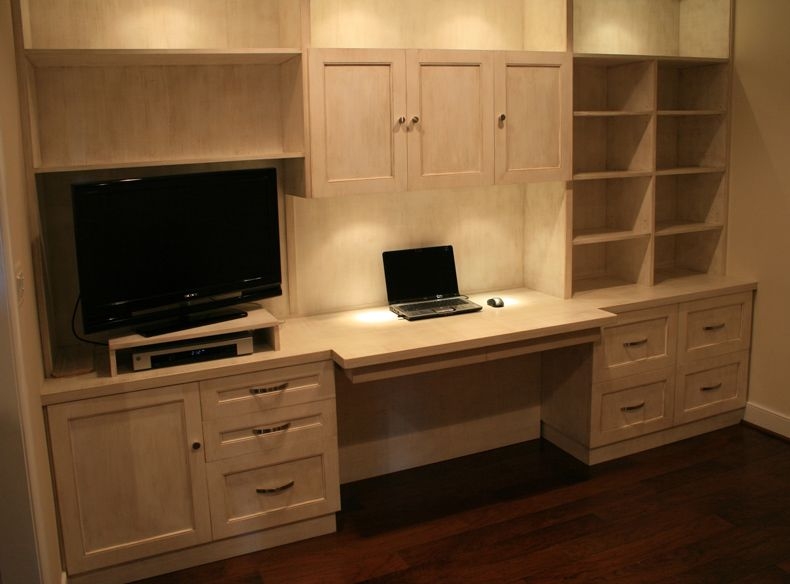 Custom Built-in Desk with Storage Cabinets