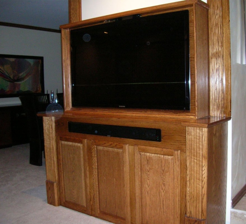 Custom Built-In Oak TV Cabinet with Hidden Storage