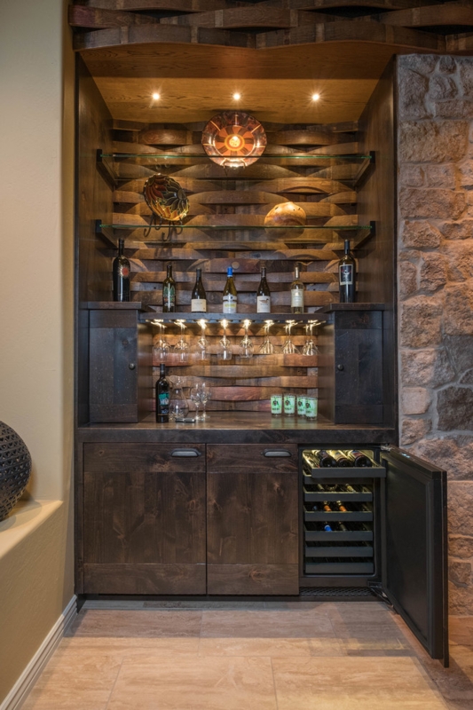 Custom Built-In Wine Storage with Southwestern Design