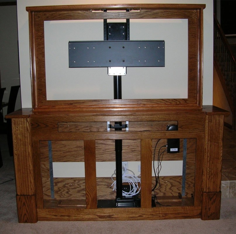 Custom Built-In Wooden TV Cabinet with Hidden Mount