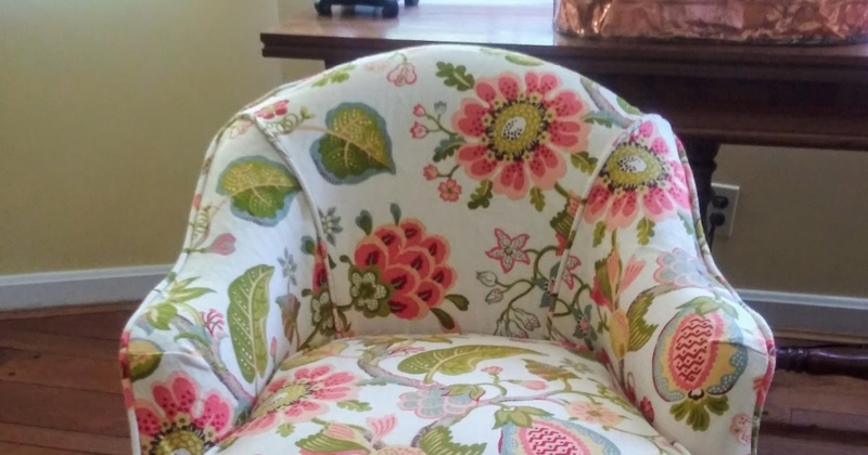 Custom Floral Slipcovered Barrel Chair Design