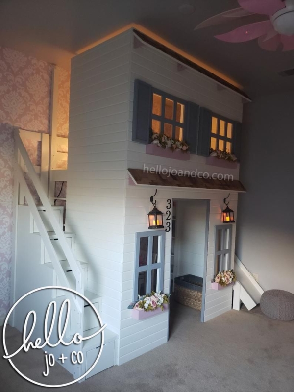 Custom FULL playhouse loft bed with slide and drawer storage | Etsy in ...