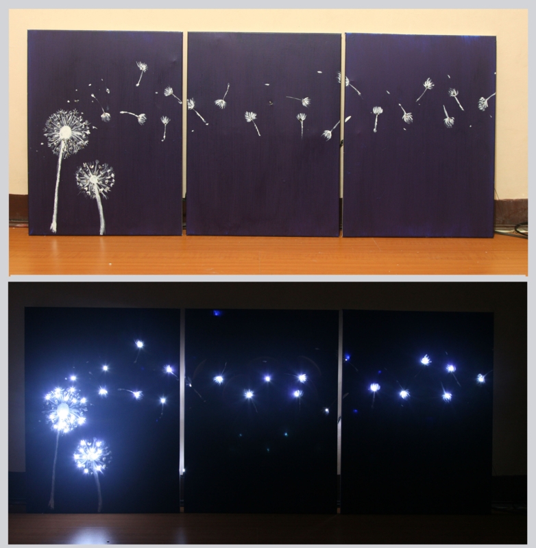 Dandelion Wall Art with Integrated LED Lights
