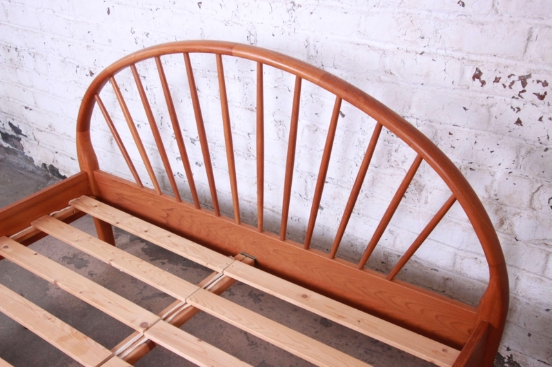 Danish Modern Teak Queen Size Spindle Bed Frame