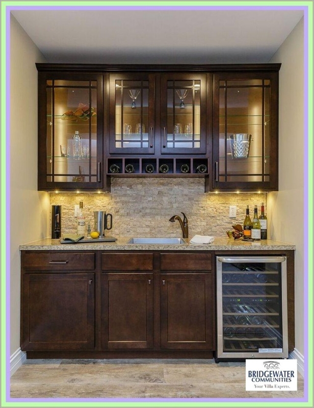 Dark Wood Ikea Wet Bar Cabinet with Glass Doors