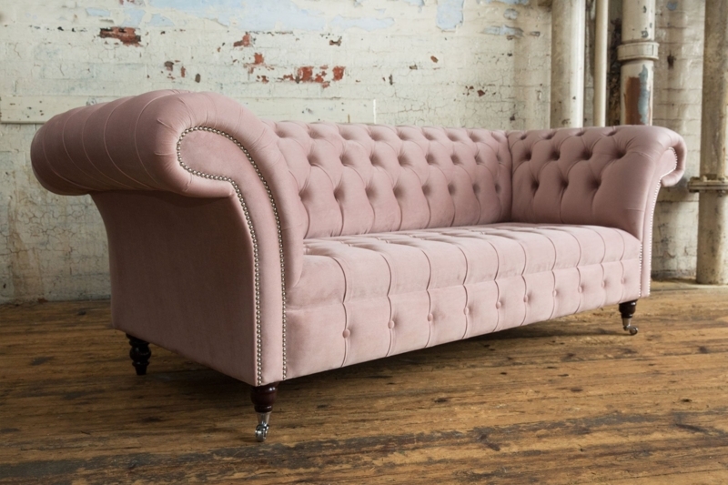 Dusty Pink Velvet Geneva Chesterfield Sofa