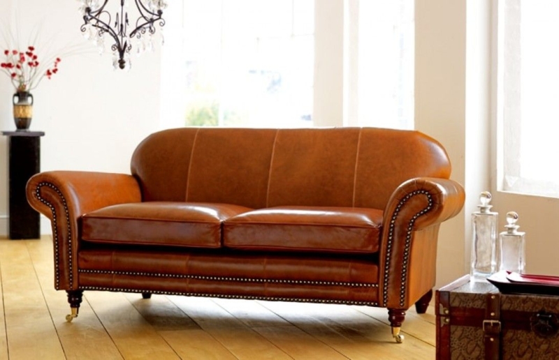 Elegant Antique Leather Sofa with Classic Design
