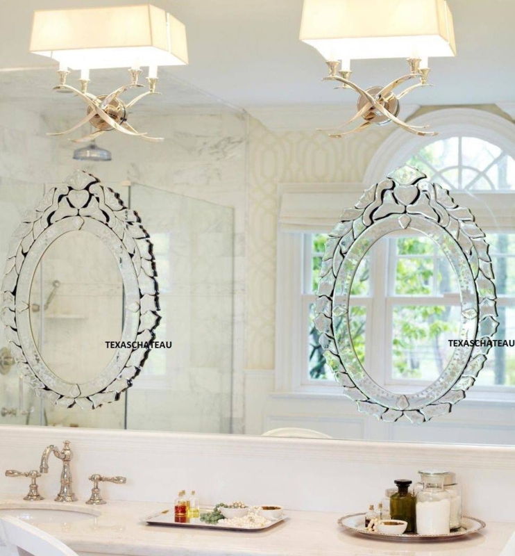 Elegant Antique Oval Bathroom Mirrors with Decorative Frames