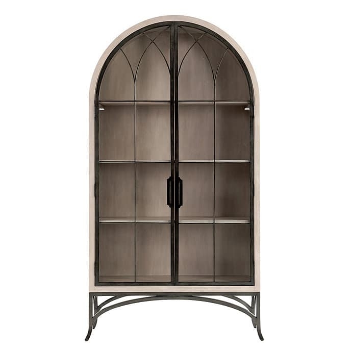 Elegant Arch Bar Cabinet with Glass Doors