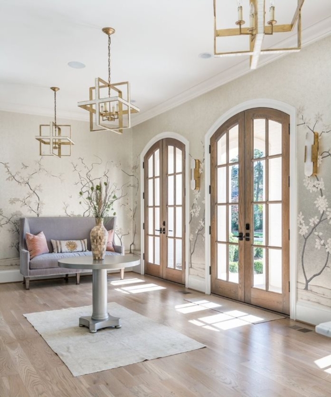 Elegant Arched French Doors in Modern Living Room