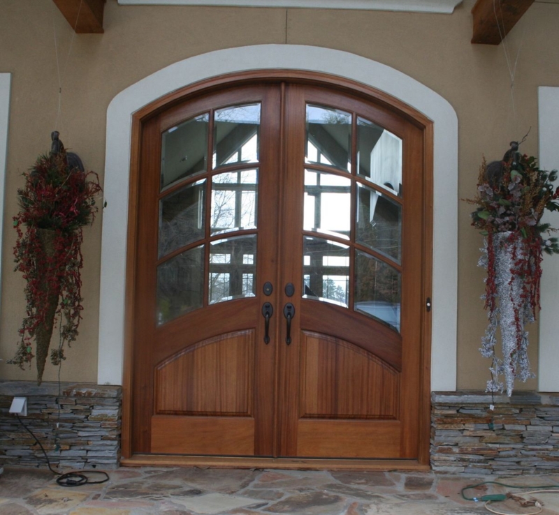 Elegant Arched Wooden French Double Doors